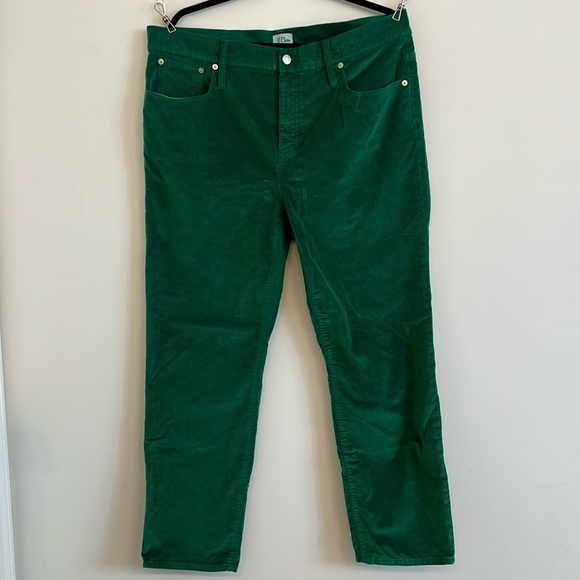J.Crew Green Velvet Vintage Slim Straight Leg Pants 33 - Picture 2 of 10